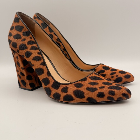 Vince Camuto Calf Hair Leopard Print Block Heel Pumps Size 11M - Picture 5 of 15